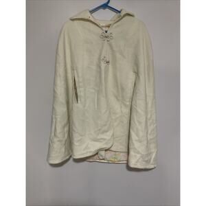 VTG VINTAGE 1960s-1970s IVORY WHITE CAPELET JACKET W/ FROG KNOTS SZ M